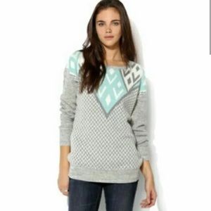 Urban Outfitters Ecote White Grey Blue Intarsia Sweater